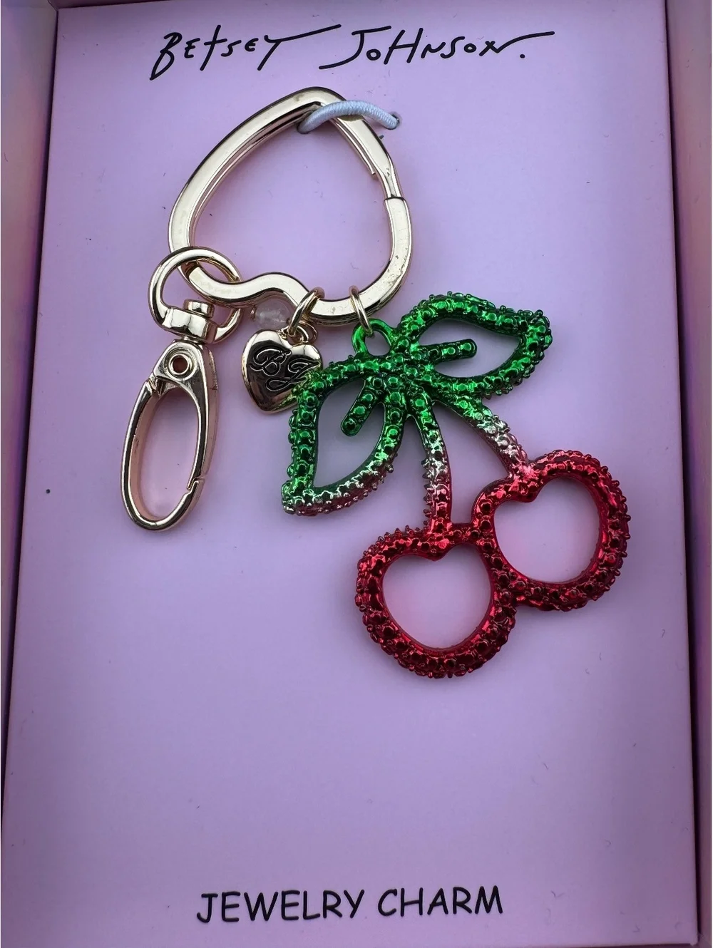 Betsey Johnson Cherry Jewelry Charm Keychain with Gift Box